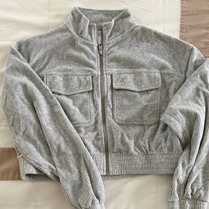 Aerie Gray Corduroy Cropped Jacket, size small